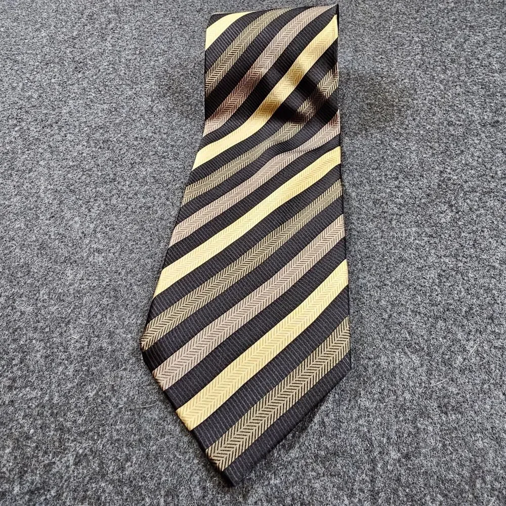 Giorgio Brutini Silk Repp Striped Necktie Brown Black 58